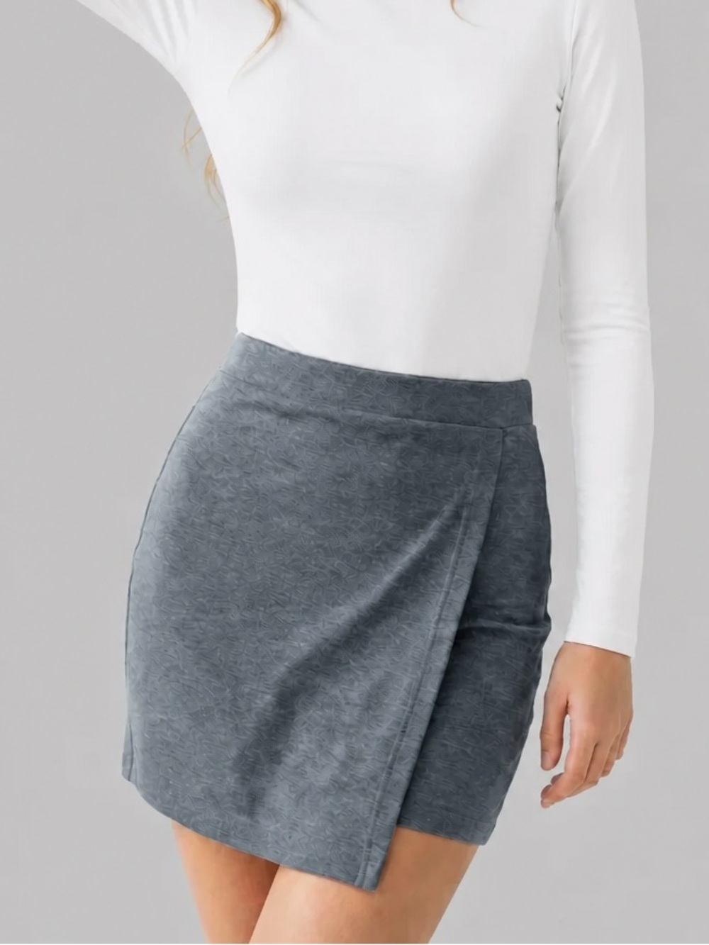 DEREK‎ Heart slate blue mini skirt faux wrap size M